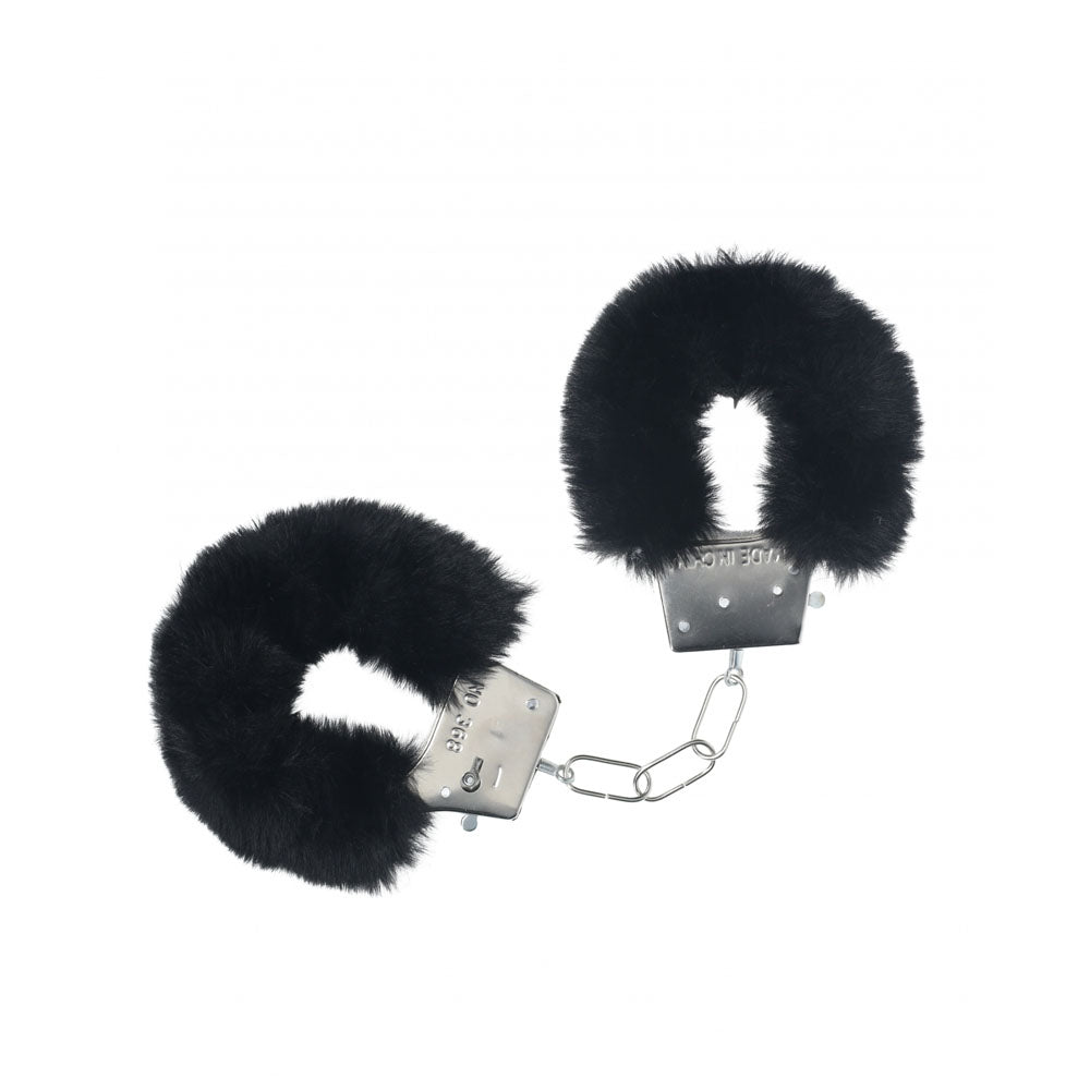 OUCH! Classic Fluffy Cuffs - Black - Black Fluffy Restraints-OU1047BLK