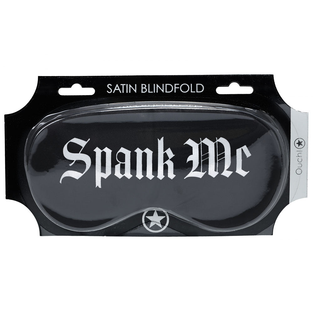 OUCH! Satin Mask - Spank Me - Black Printed Eye Mask - OU1067BLK