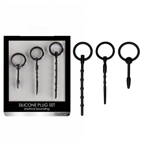 OUCH! Urethral Sounding Plug Set - Black - Set of 3 Sizes-OU325BLK