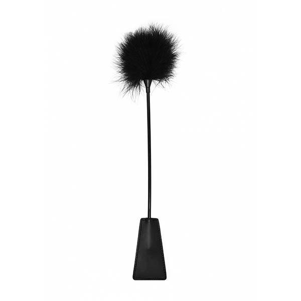 Ouch! Crop With Feather - Black Whip-OU391BLK