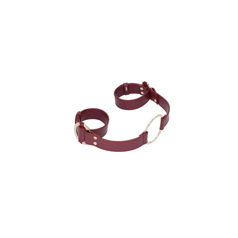 OUCH! Halo - Handcuff With Connector - Burgundy Restraint-OU582BUR