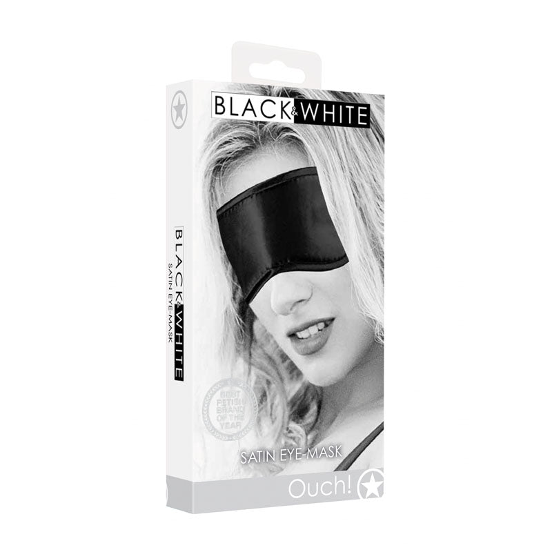 OUCH! Black & White Satin Eye-Mask - Black Eye Restraint-OU681BLK