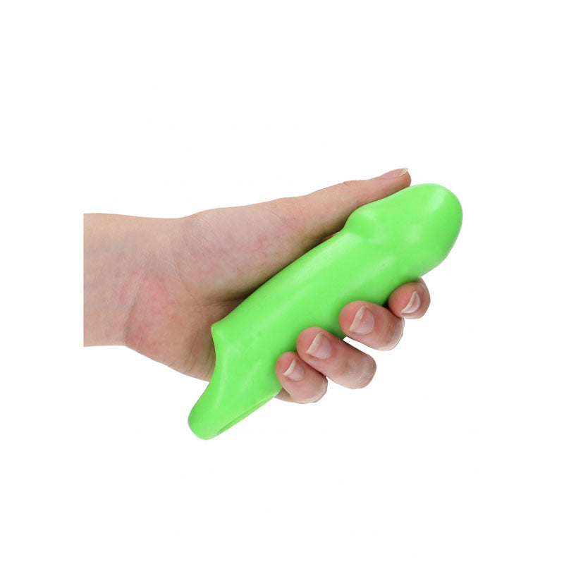 OUCH! Glow In The Dark Smooth Thick Stretchy Penis Sleeve - Glow in Dark 15.5 cm Penis Extension Sleeve-OU738GLO