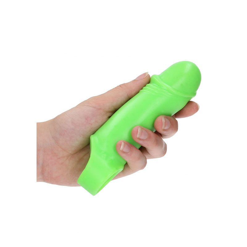 OUCH! Glow In The Dark Smooth Thick Stretchy Penis Sleeve - Glow in Dark 16 cm Penis Extension Sleeve-OU744GLO