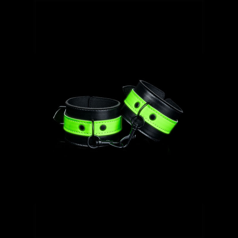 OUCH! Glow In The Dark Handcuffs - Black/Glow In Dark Restraints-OU750GLO