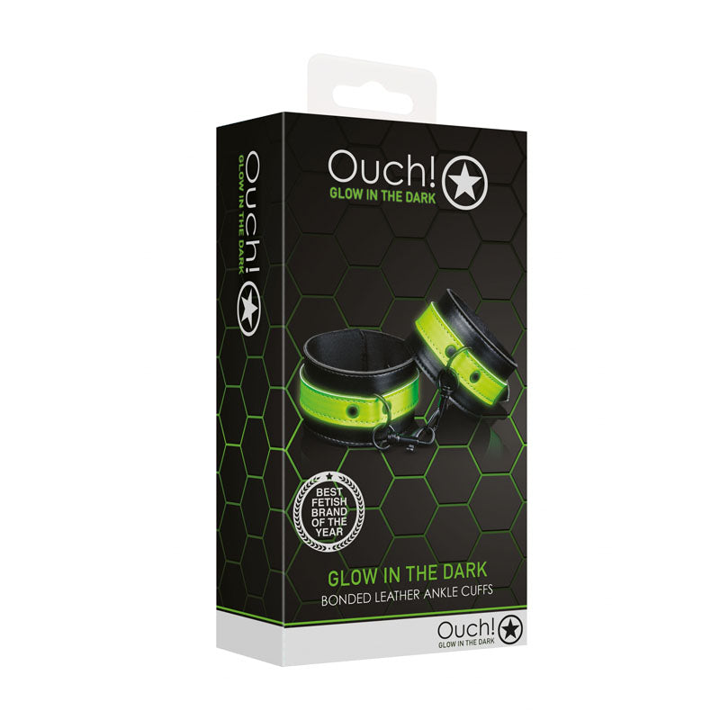 OUCH! Glow In The Dark Handcuffs - Black/Glow In Dark Restraints-OU750GLO