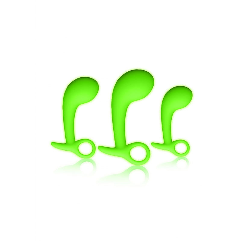 OUCH! Glow In The Dark Prostate Kit - Glow in Dark Prostate Massagers - Set of 3-OU788GLO