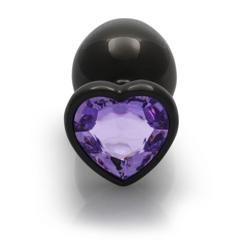 OUCH! Heart Gem Gunmetal Butt Plug - Large - Gunmetal 9.3 cm Large Butt Plug with Heart Gem Base-OU813GUN