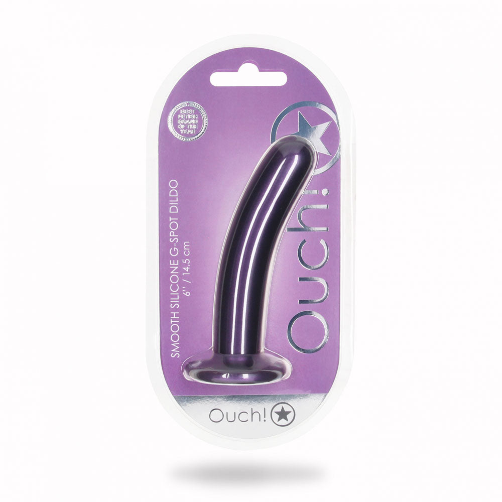 OUCH! Smooth Silicone G-Spot Dildo - 6 / 14.5 cm - Metallic Purple 14.5 cm Dildo-OU820MPU