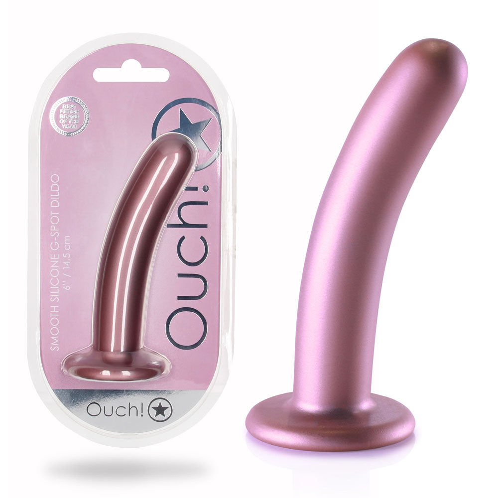 OUCH! Smooth Silicone G-Spot Dildo - 6 / 14.5 cm - Rose Gold 14.5 cm Dildo-OU820ROS