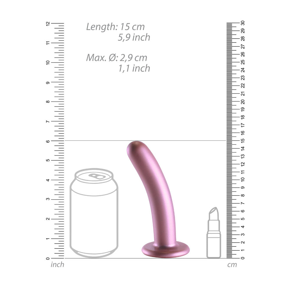 OUCH! Smooth Silicone G-Spot Dildo - 6 / 14.5 cm - Rose Gold 14.5 cm Dildo-OU820ROS