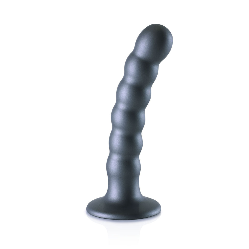 OUCH! Beaded Silicone G-Spot Dildo - 5 / 13cm - Gunmetal 13 cm Dildo-OU822GUN