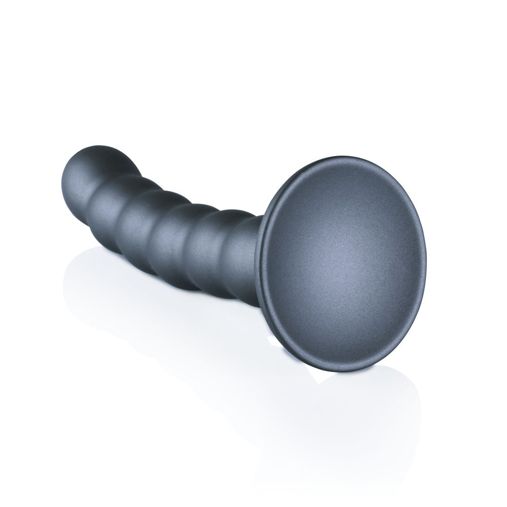 OUCH! Beaded Silicone G-Spot Dildo - 5 / 13cm - Gunmetal 13 cm Dildo-OU822GUN