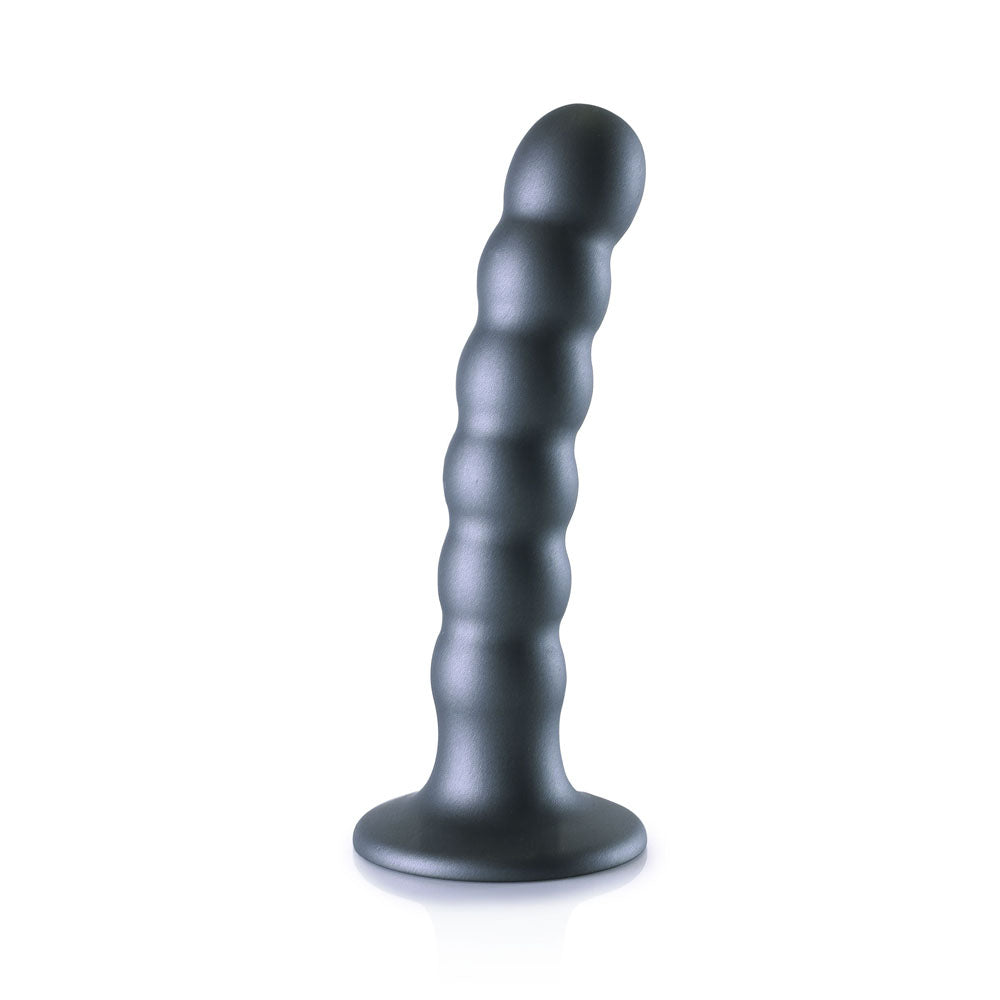 OUCH! Beaded Silicone G-Spot Dildo - 5 / 13cm - Gunmetal 13 cm Dildo-OU822GUN