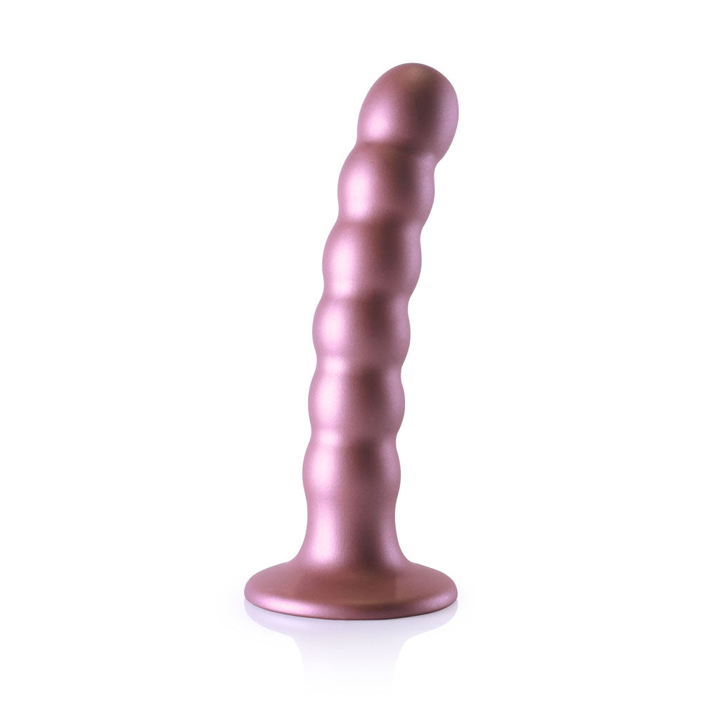 OUCH! Beaded Silicone G-Spot Dildo - 5 / 13cm - Rose Gold 13 cm Dildo-OU822ROS