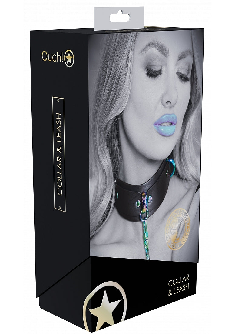 Ouch! Venice Collection - Collar with Leash-OU953BLK