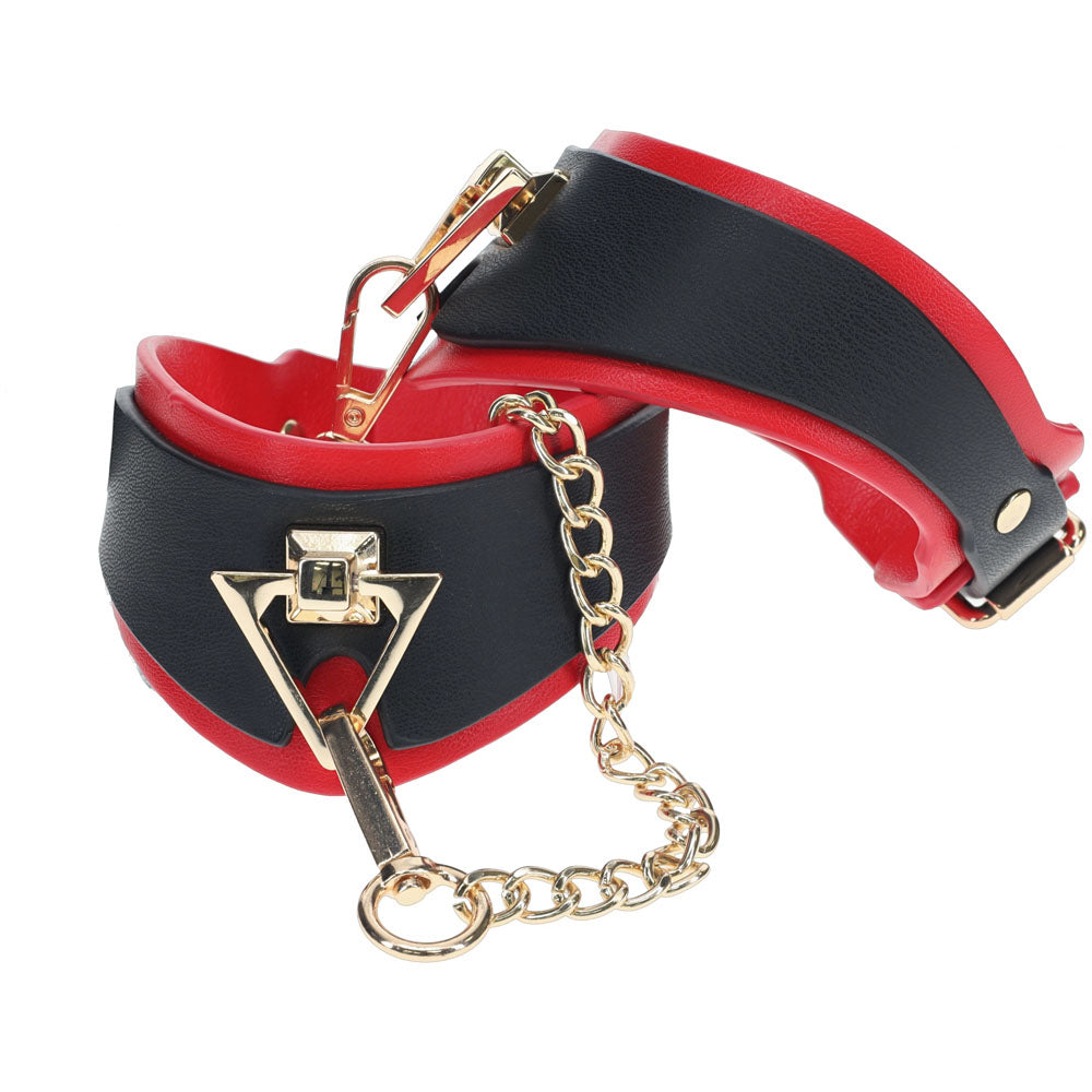 OUCH! Milan Collection - Leg Cuffs - Black/Red Restraints-OU964BLKRD