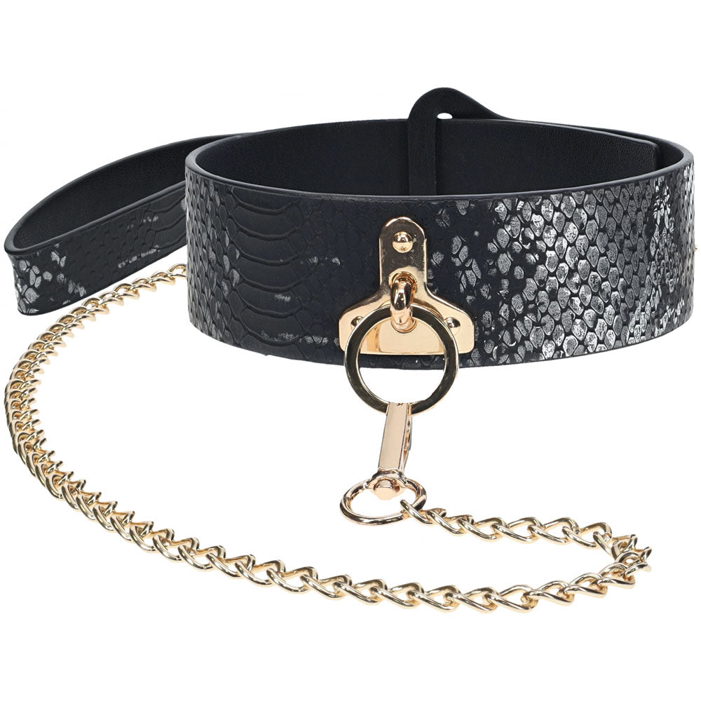 OUCH! Florence Collection - Collar with Leash - Black Restraint-OU998BLK