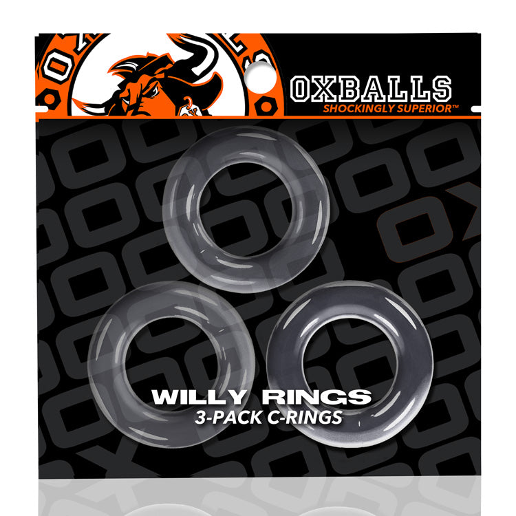 OXBALLS WILLY RINGS 3-pack stretchy cockrings CLEAR-OX-3047-CLR