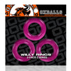 OXBALLS WILLY RINGS 3-pack stretchy cockrings HOT PINK-OX-3047-HOT