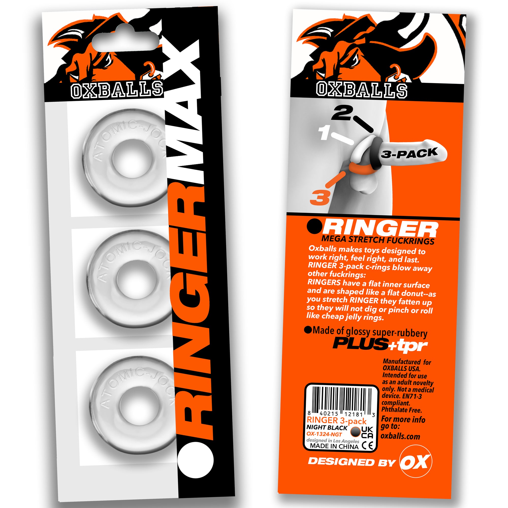 OXBALLS RINGER MAX 3-pack CLEAR-OX-3200-CLR