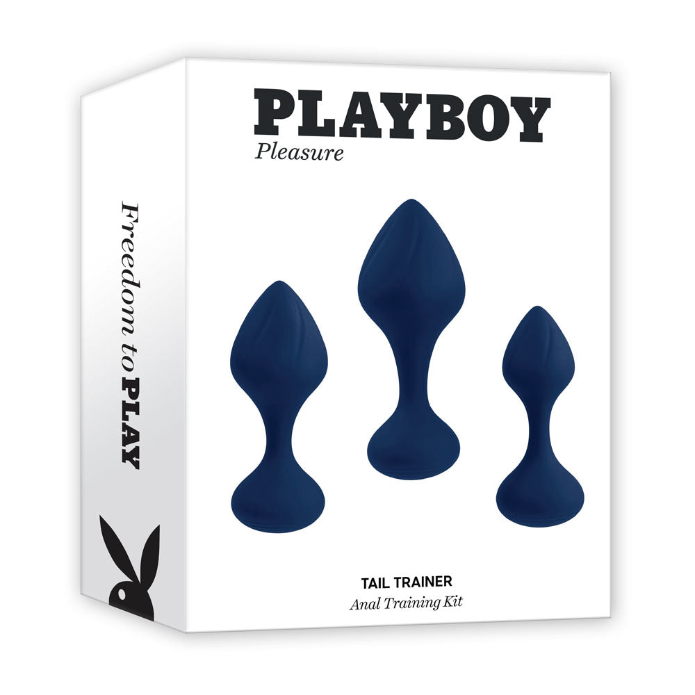 Playboy Pleasure TAIL TRAINER - Black Butt Plugs - Set of 3 Sizes-PB-BP-2307-2