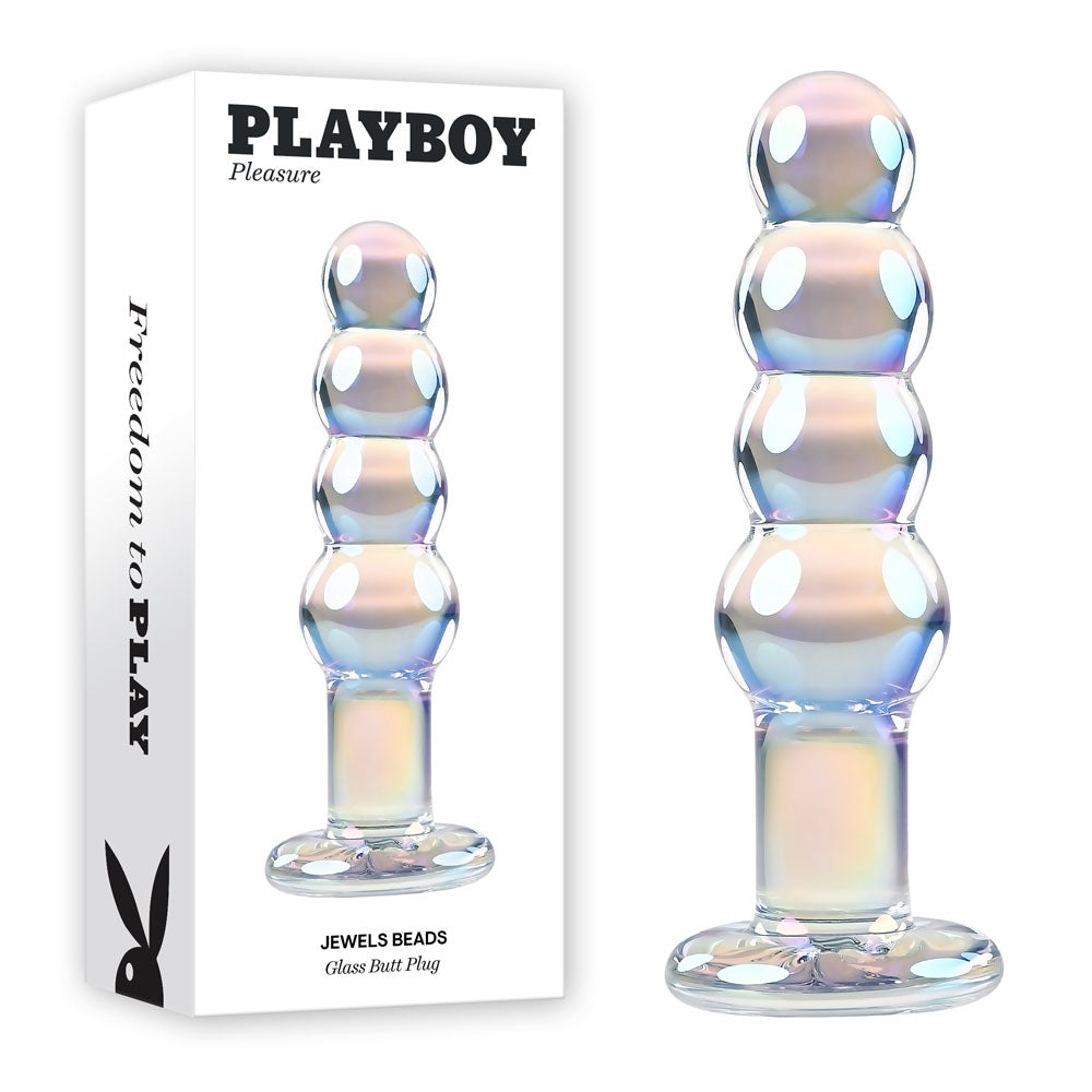 Playboy Pleasure JEWELS BEADS - Clear Glass 12 cm Anal Beads-PB-GL-4240-2