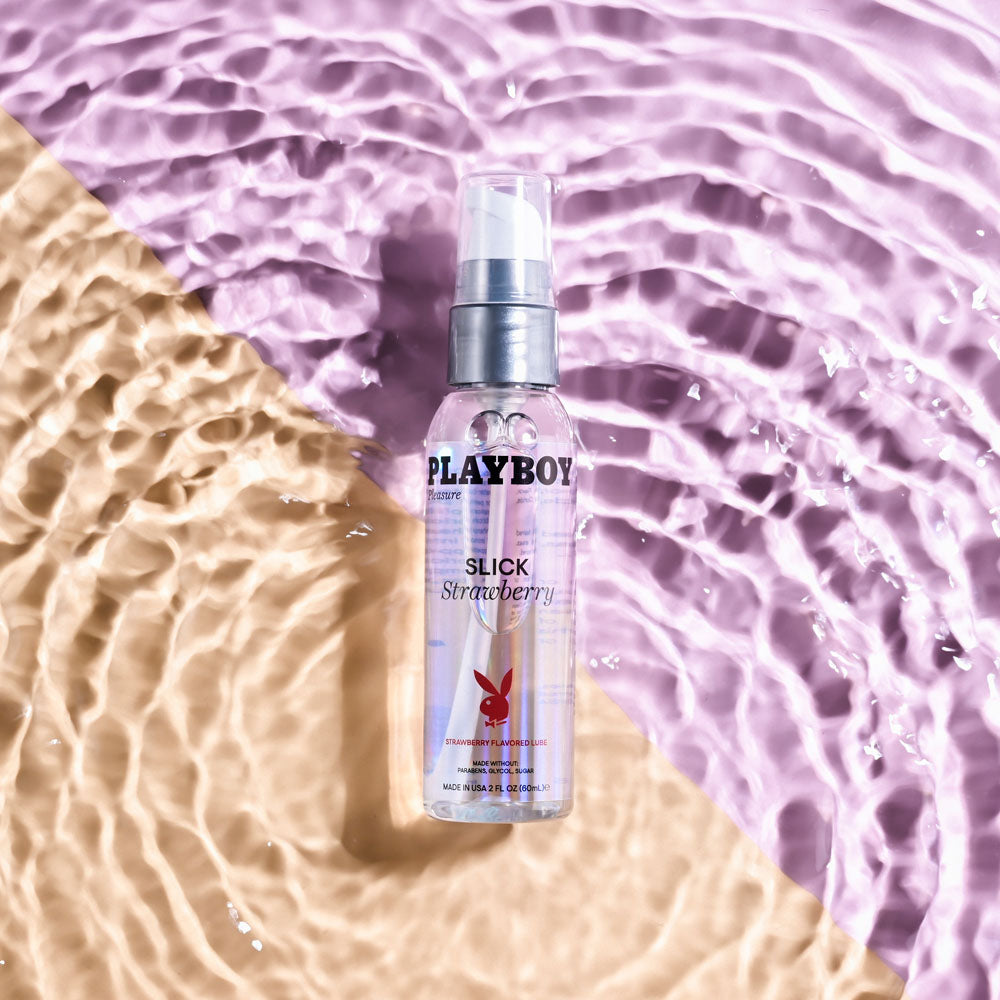 Playboy Pleasure SLICK STRAWBERRY - 60 ml - Strawberry Flavoured Water Based Lubricant - 60 ml Bottle-PB-LQ-2215-2