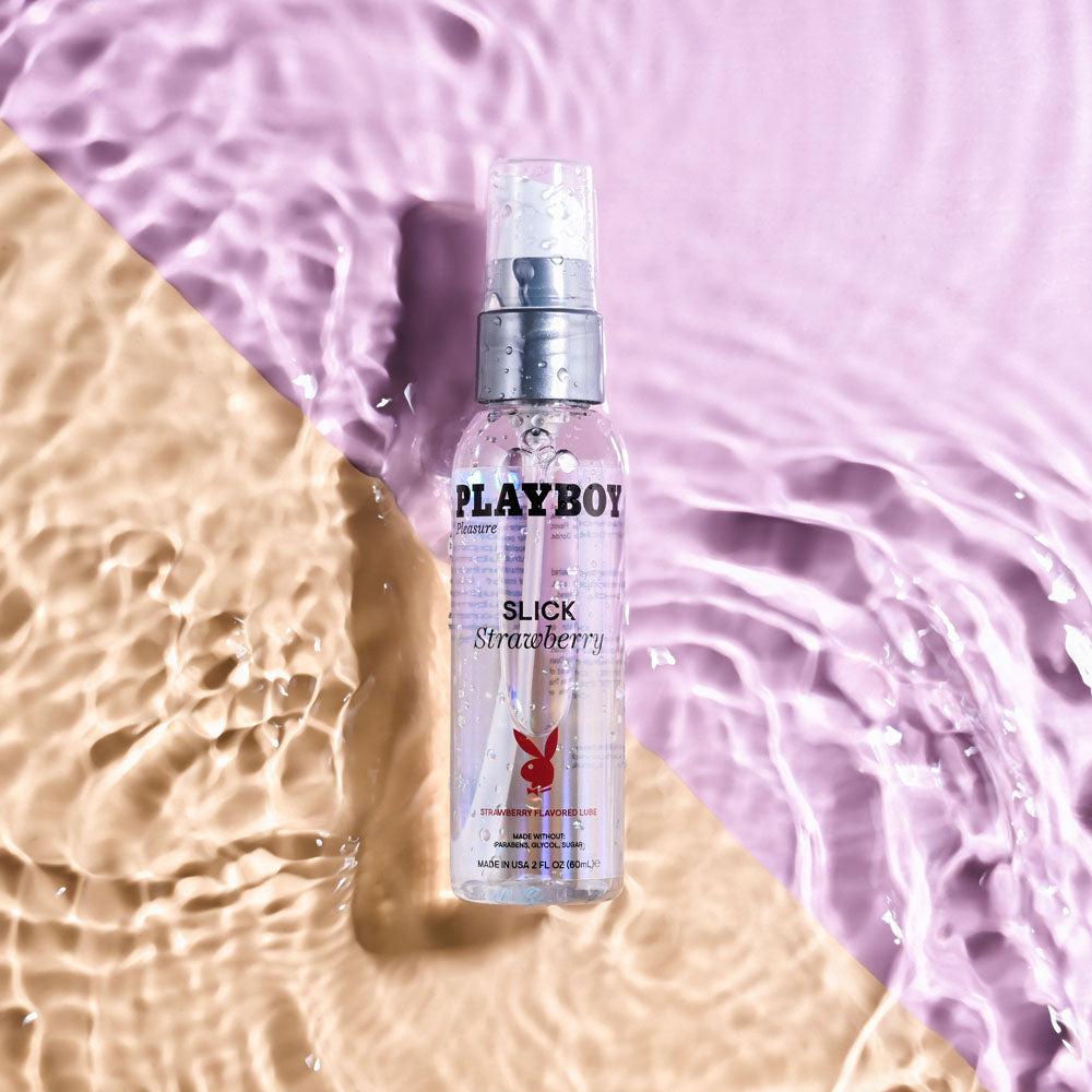 Playboy Pleasure SLICK STRAWBERRY - 60 ml - Strawberry Flavoured Water Based Lubricant - 60 ml Bottle-PB-LQ-2215-2