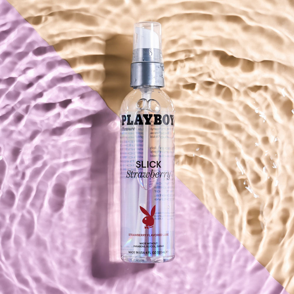 Playboy Pleasure SLICK STRAWBERRY - 120 ml - Strawberry Flavoured Water Based Lubricant - 120 ml Bottle-PB-LQ-2932-2