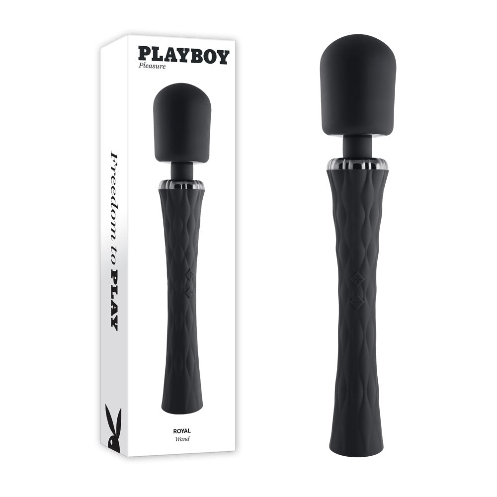 Playboy Pleasure ROYAL - Black 29.2 cm USB Rechargeable Massage Wand-PB-RS-2246-2