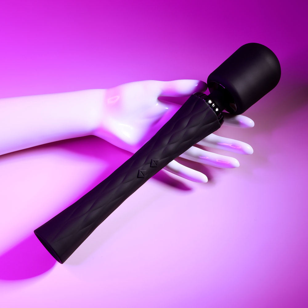 Playboy Pleasure ROYAL - Black 29.2 cm USB Rechargeable Massage Wand-PB-RS-2246-2