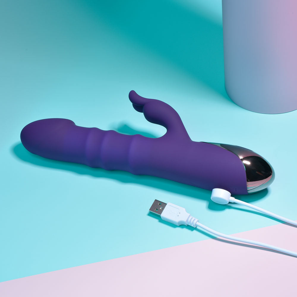 Playboy Pleasure HOP TO IT - Purple 23.5 cm USB Rechargeable Rabbit Vibrator-PB-RS-2345-2