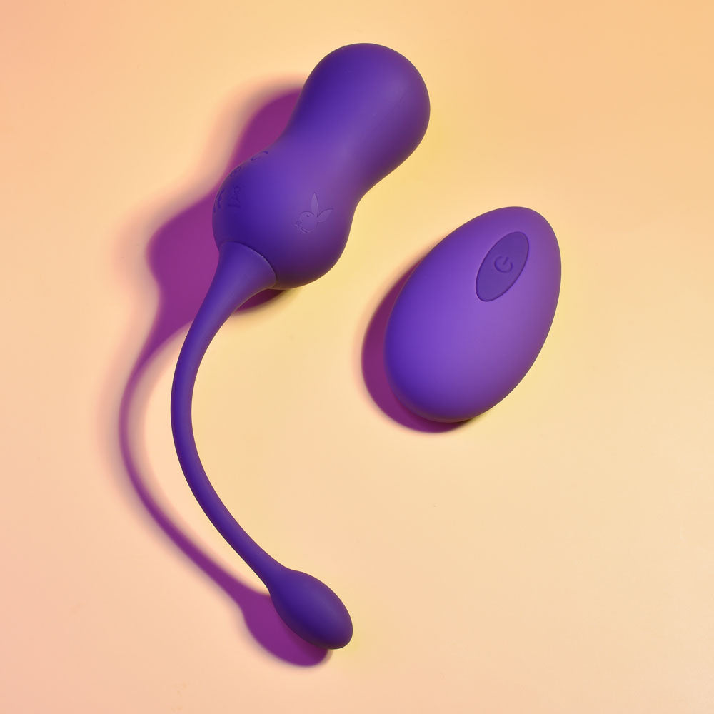 Playboy Pleasure DOUBLE TIME - Purple USB Rechargeable Vibrating Kegel Balls-PB-RS-2406-2