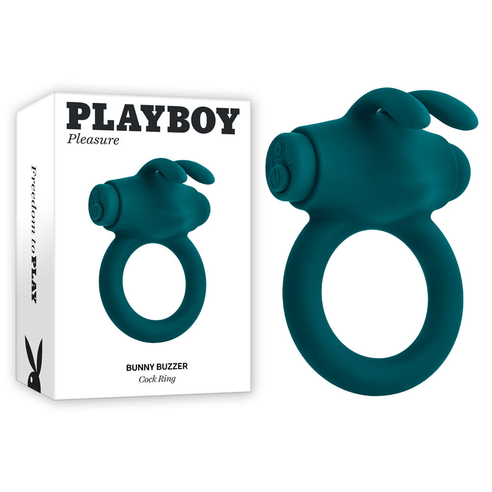 Playboy Pleasure BUNNY BUZZER - Green USB Rechargeable Vibrating Cock Ring-PB-RS-2451-2