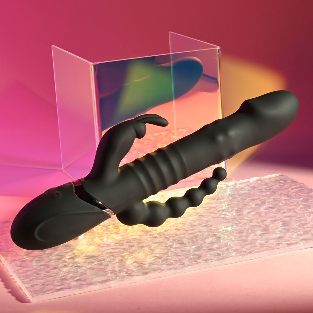 Playboy Pleasure BIG BUNNY ENERGY - Black 26.2 cm USB Rechargeable Rabbit Vibrator with Anal Be