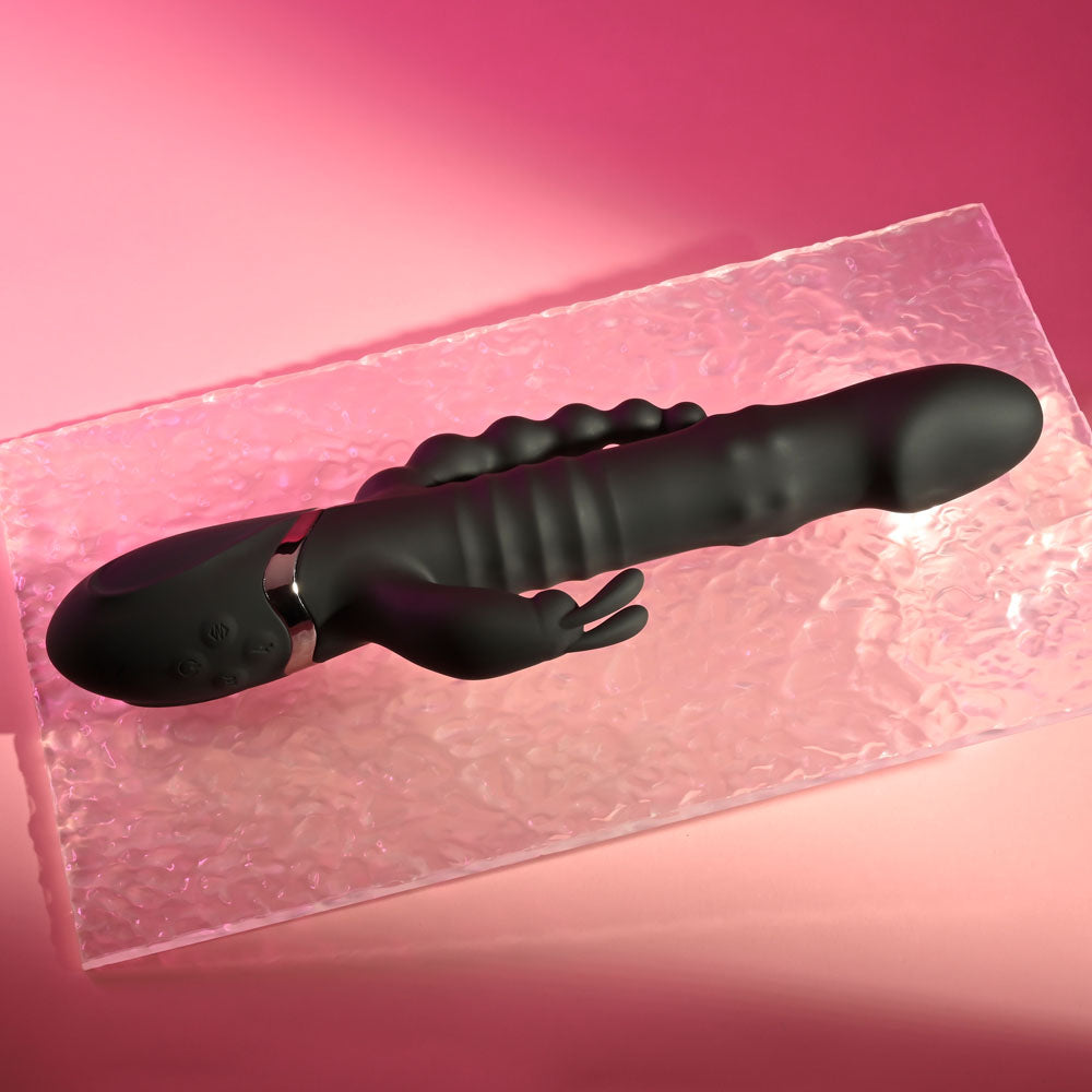 Playboy Pleasure BIG BUNNY ENERGY - Black 26.2 cm USB Rechargeable Rabbit Vibrator with Anal Be