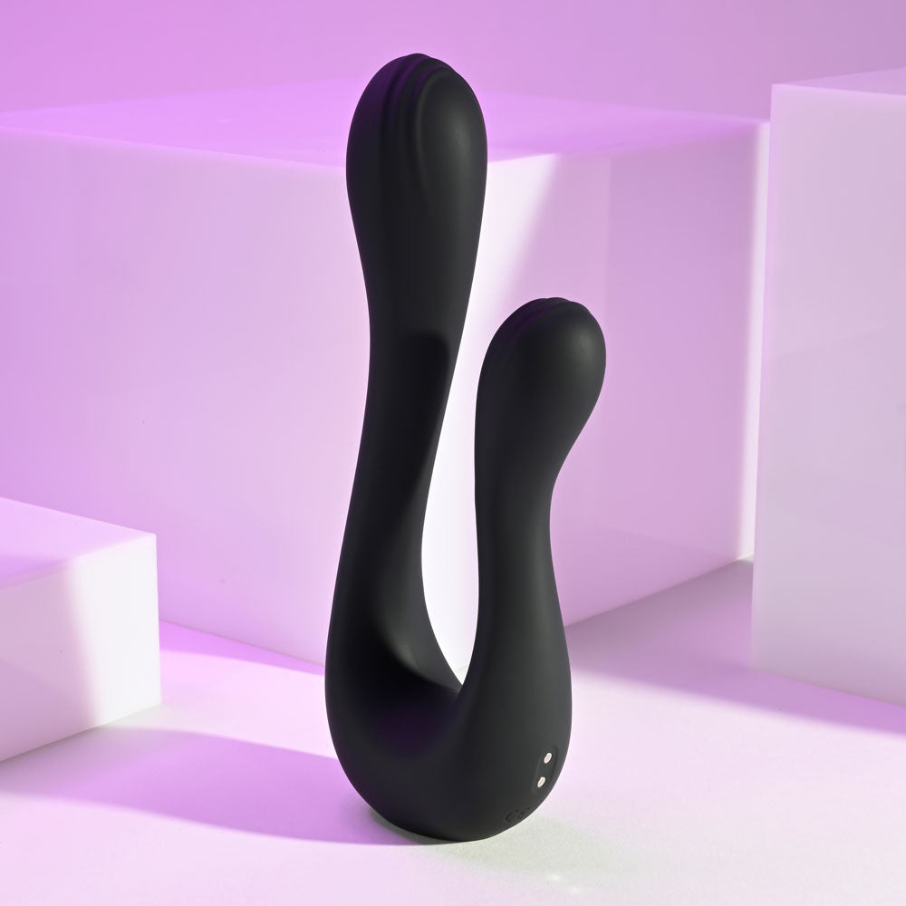 Playboy Pleasure THE SWAN - Black USB Rechargeable Dual Ended Vibrator-PB-RS-4295-2