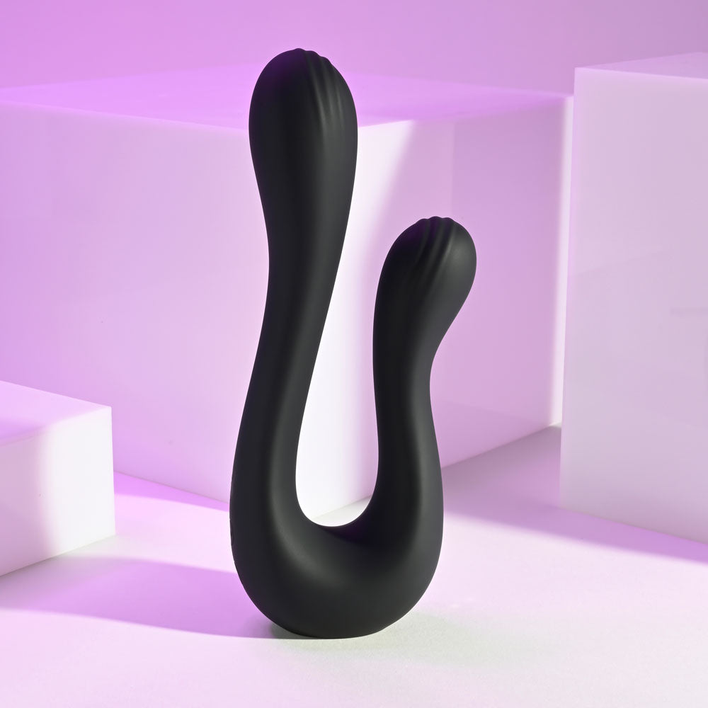 Playboy Pleasure THE SWAN - Black USB Rechargeable Dual Ended Vibrator-PB-RS-4295-2