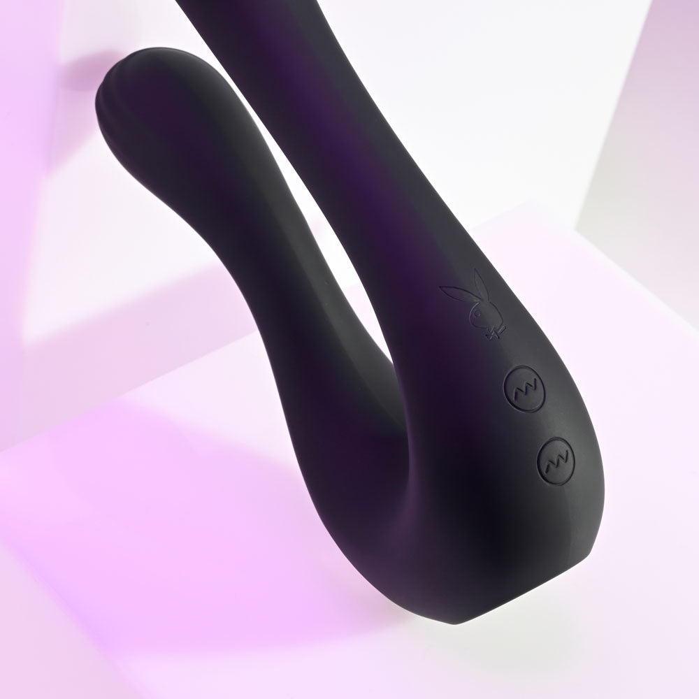 Playboy Pleasure THE SWAN - Black USB Rechargeable Dual Ended Vibrator-PB-RS-4295-2