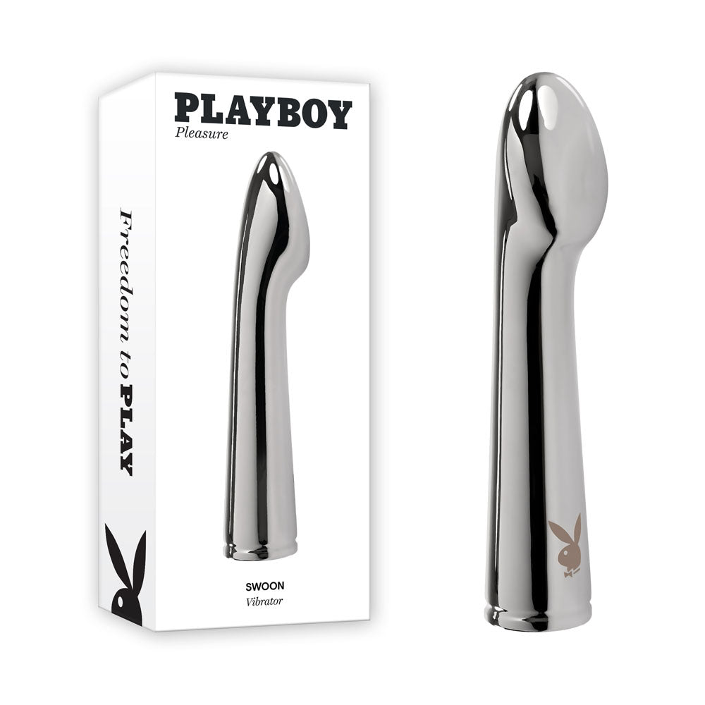 Playboy Pleasure SWOON - Chrome 14 cm USB Rechargeable Vibrator-PB-RS-4301-2