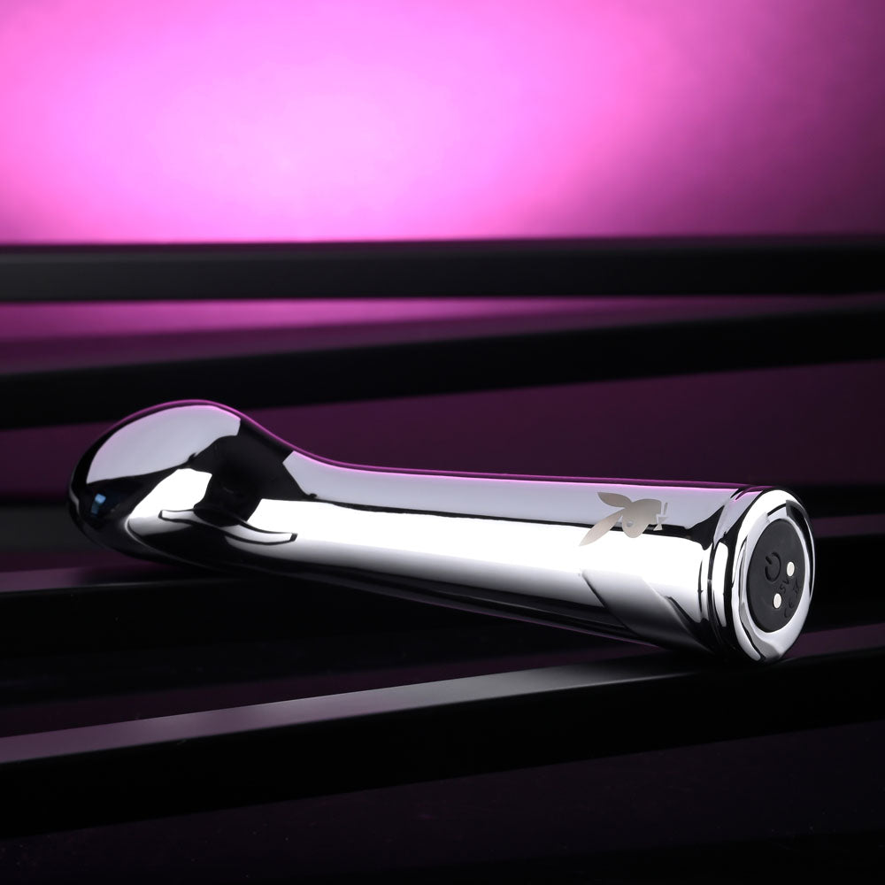 Playboy Pleasure SWOON - Chrome 14 cm USB Rechargeable Vibrator-PB-RS-4301-2