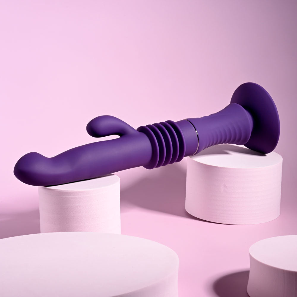 Playboy Pleasure HOPPY ENDING - Purple 29.2 cm USB Rechargeable Thrusting Rabbit Vibrator-PB-RS-4585-2