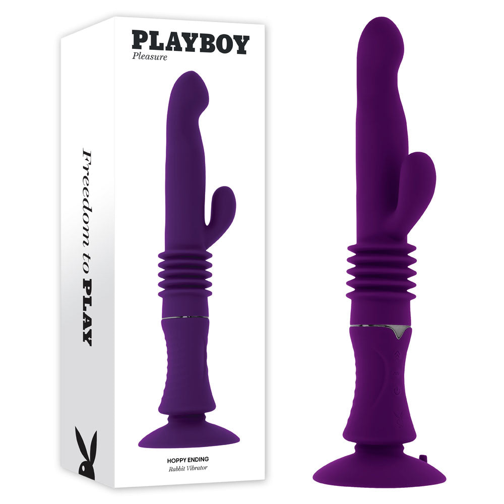 Playboy Pleasure HOPPY ENDING - Purple 29.2 cm USB Rechargeable Thrusting Rabbit Vibrator-PB-RS-4585-2