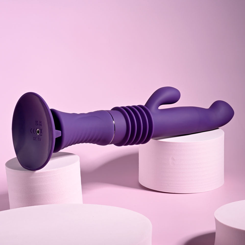 Playboy Pleasure HOPPY ENDING - Purple 29.2 cm USB Rechargeable Thrusting Rabbit Vibrator-PB-RS-4585-2