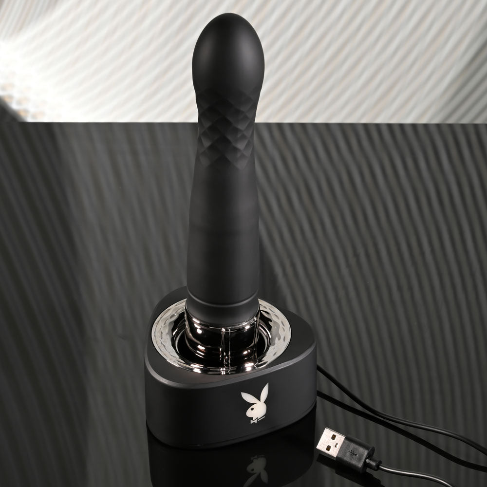 Playboy Pleasure PLEASURE ZONE - Black 21.4 cm Rechargeable Vibrator with USB Charging Dock