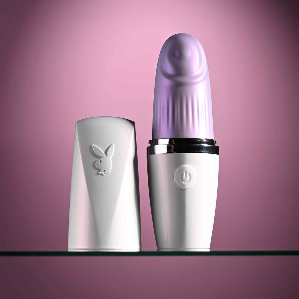 Playboy Pleasure GETAWAY - White/Purple 14.2 cm USB Rechargeable Tapping Stimulator-PB-RS-4653-2