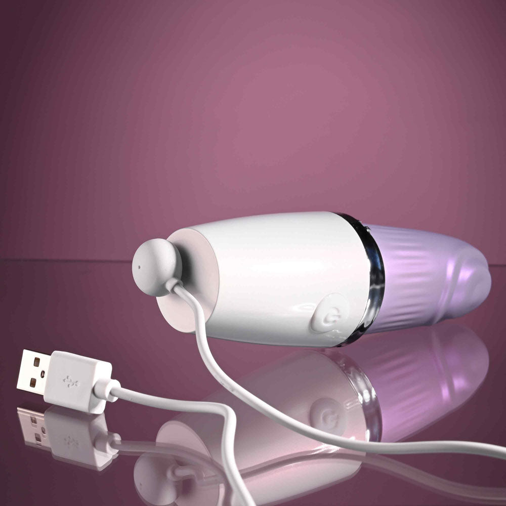 Playboy Pleasure GETAWAY - White/Purple 14.2 cm USB Rechargeable Tapping Stimulator-PB-RS-4653-2