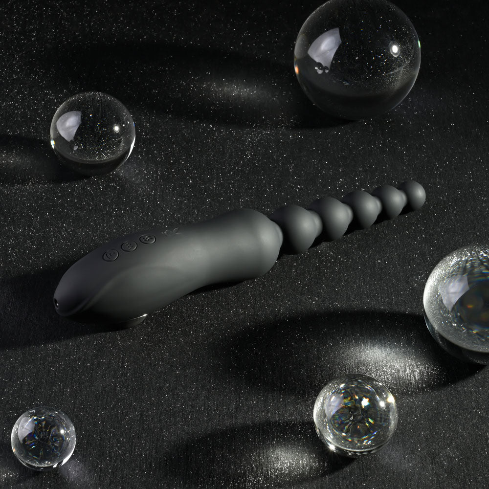 Playboy Pleasure LET IT BEAD - Black 23.1 cm USB Rechargeable Vibrating Anal Beads with Clitoral Suction-PB-RS-4684-2