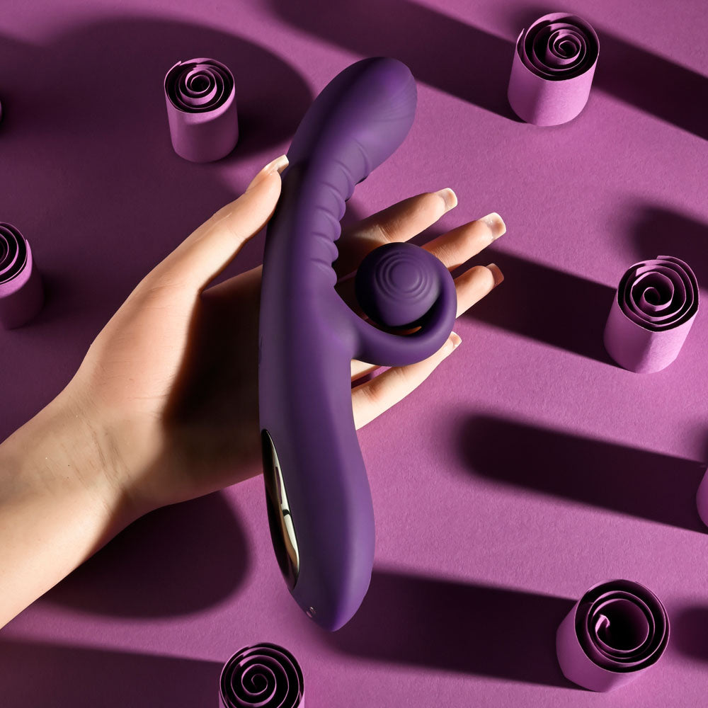 Playboy CURLICUE - Purple 23.5 cm USB Rechargeable Rabbit Vibrator-PB-RS-4707-2